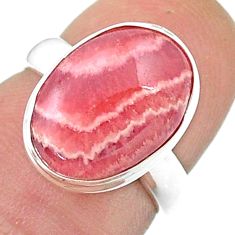 6.40cts solitaire natural rhodochrosite inca rose 925 silver ring size 5 u47911