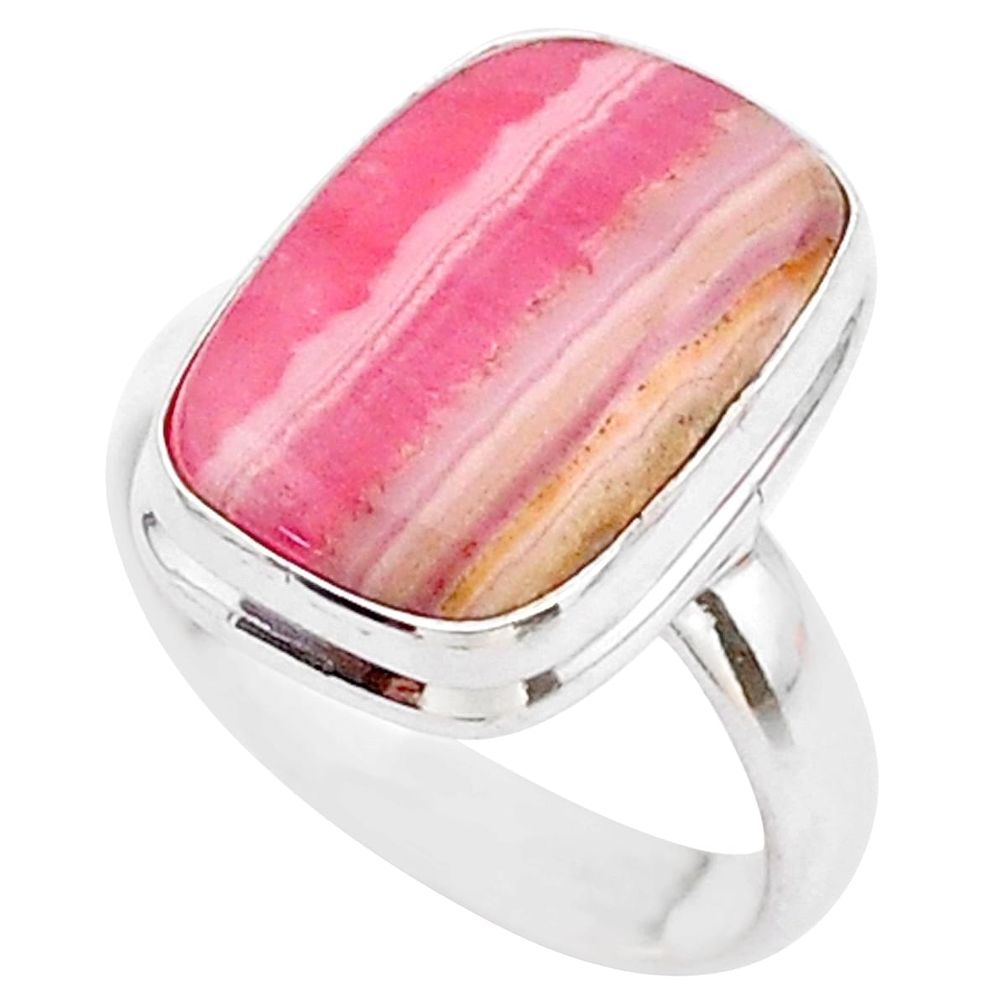 6.54cts solitaire natural rhodochrosite inca rose 925 silver ring size 6 t27721