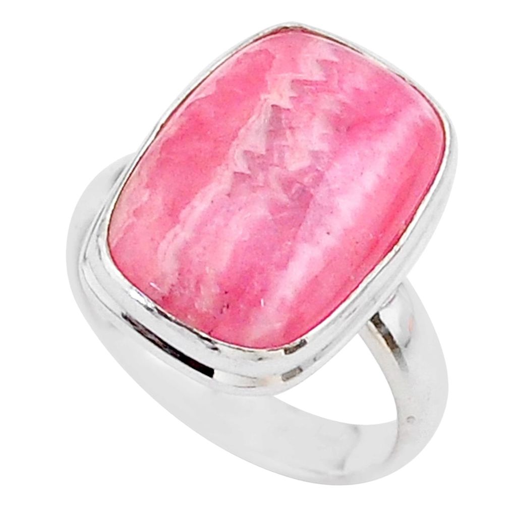 9.45cts solitaire natural rhodochrosite inca rose 925 silver ring size 6 t27737