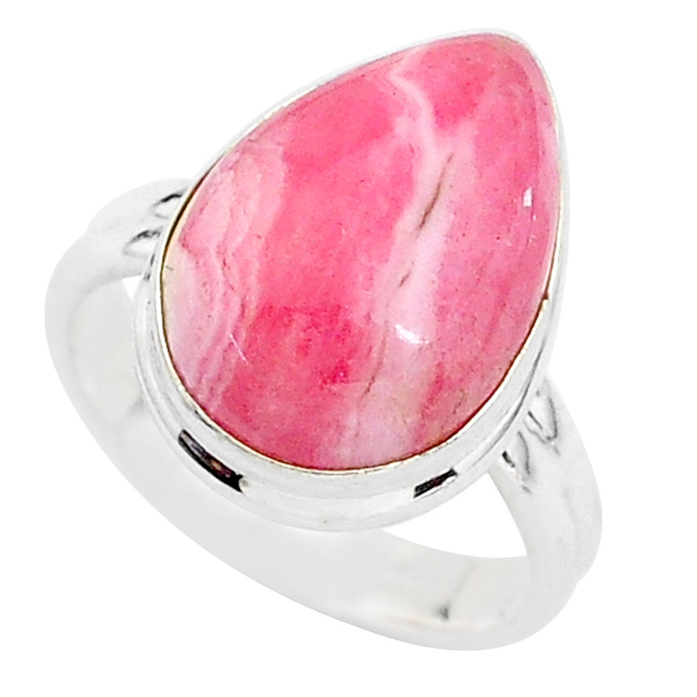 10.29cts solitaire natural rhodochrosite inca rose 925 silver ring size 6 t3456