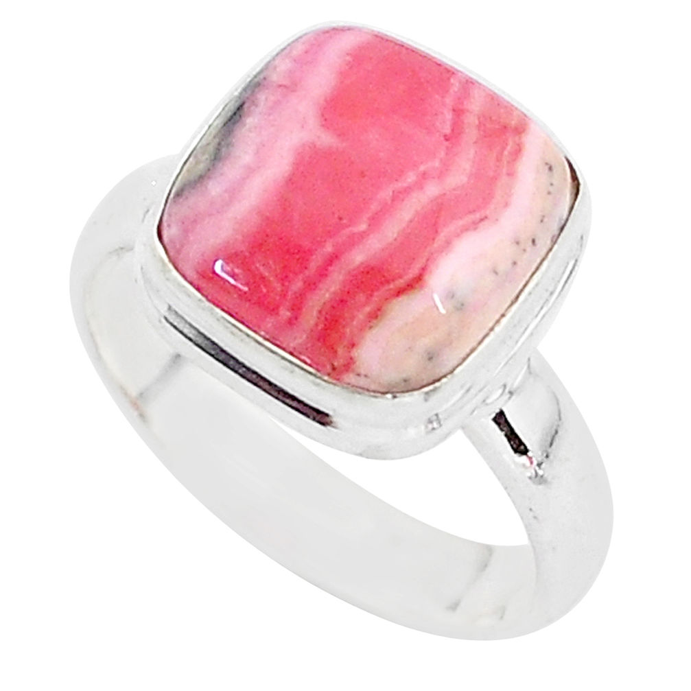 5.36cts solitaire natural rhodochrosite inca rose 925 silver ring size 6 t3473