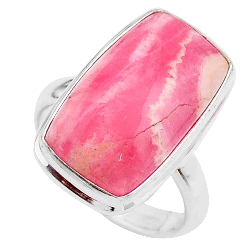 12.31cts solitaire natural rhodochrosite inca rose 925 silver ring size 7 t27744