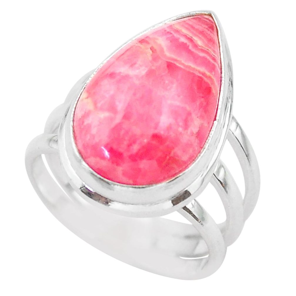 13.82cts solitaire natural rhodochrosite inca rose 925 silver ring size 7 t28927