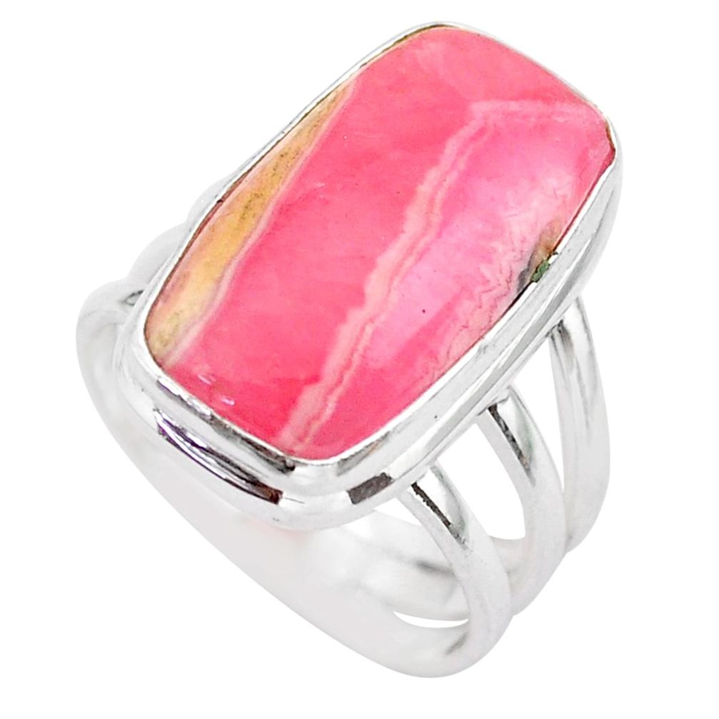 8.68cts solitaire natural rhodochrosite inca rose 925 silver ring size 7 t28929