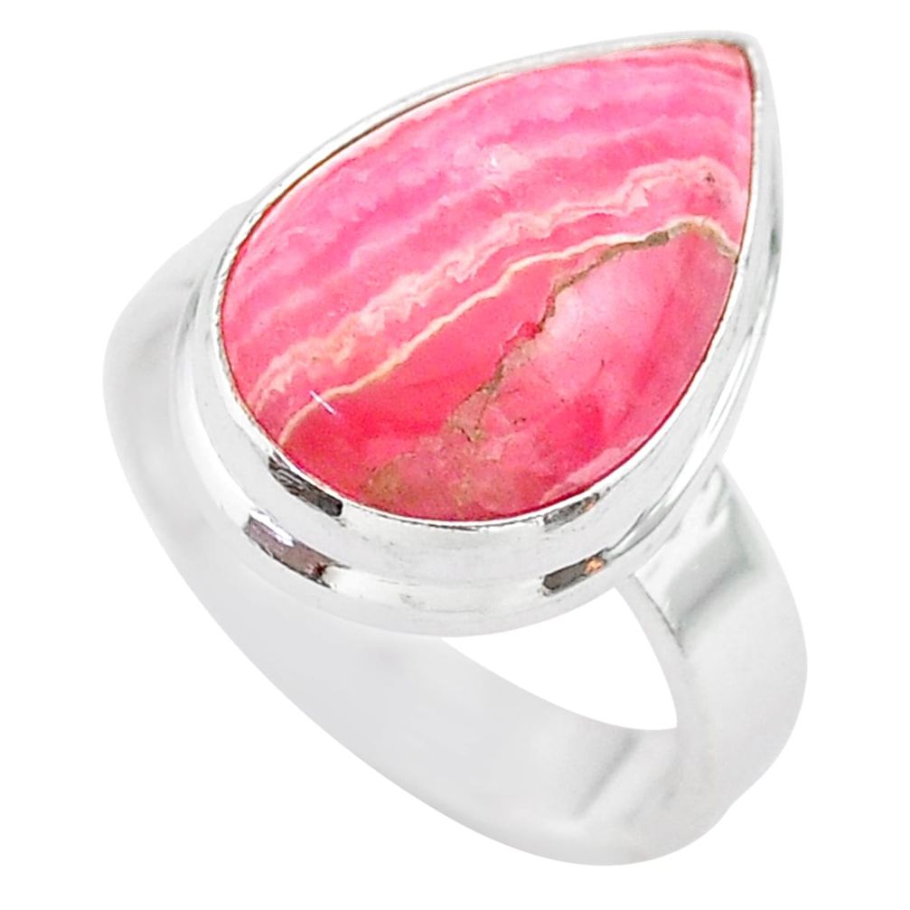 10.02cts solitaire natural rhodochrosite inca rose 925 silver ring size 7 t28938