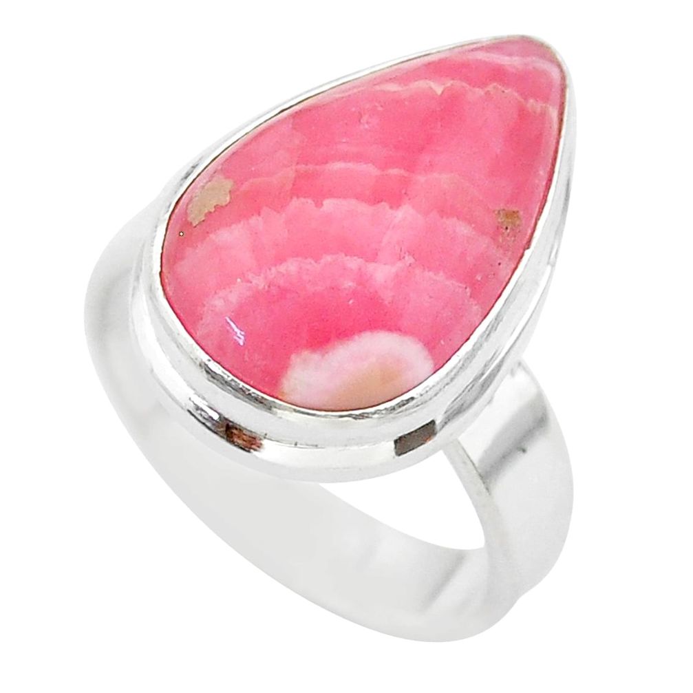 9.66cts solitaire natural rhodochrosite inca rose 925 silver ring size 7 t28955