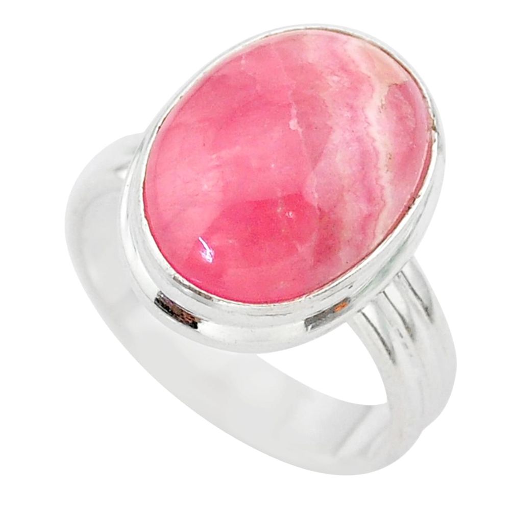 8.80cts solitaire natural rhodochrosite inca rose 925 silver ring size 7 t28965