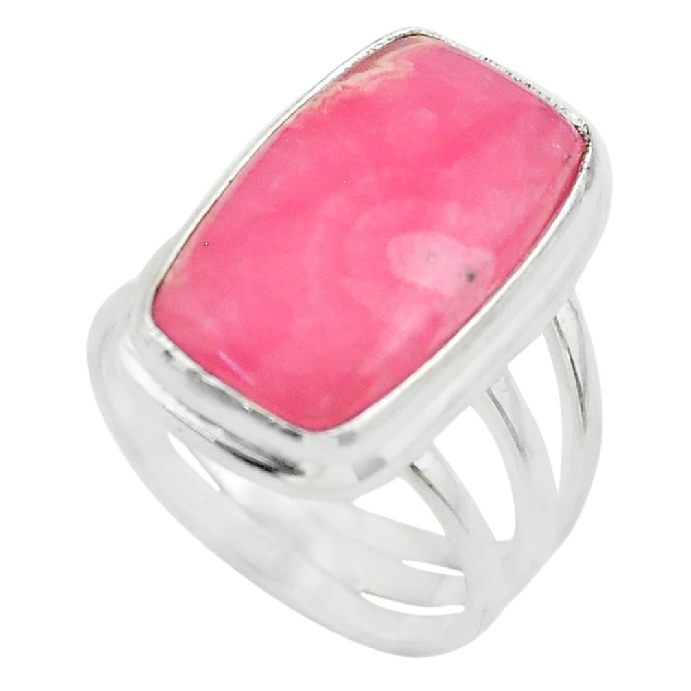 11.93cts solitaire natural rhodochrosite inca rose 925 silver ring size 7 t28981