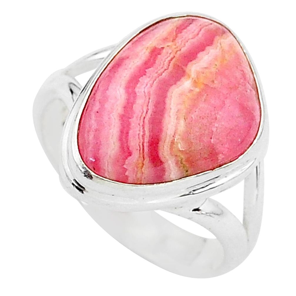 9.47cts solitaire natural rhodochrosite inca rose 925 silver ring size 7 t3444