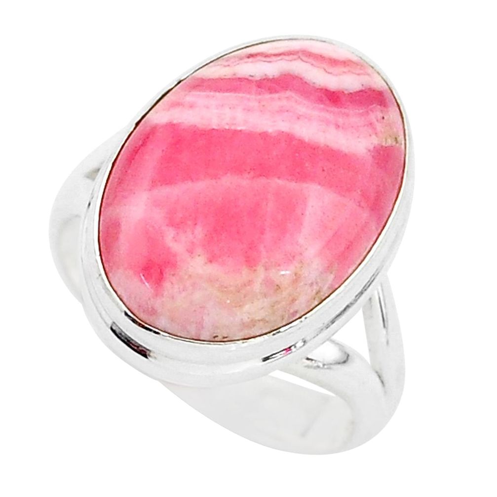 11.95cts solitaire natural rhodochrosite inca rose 925 silver ring size 7 t3453