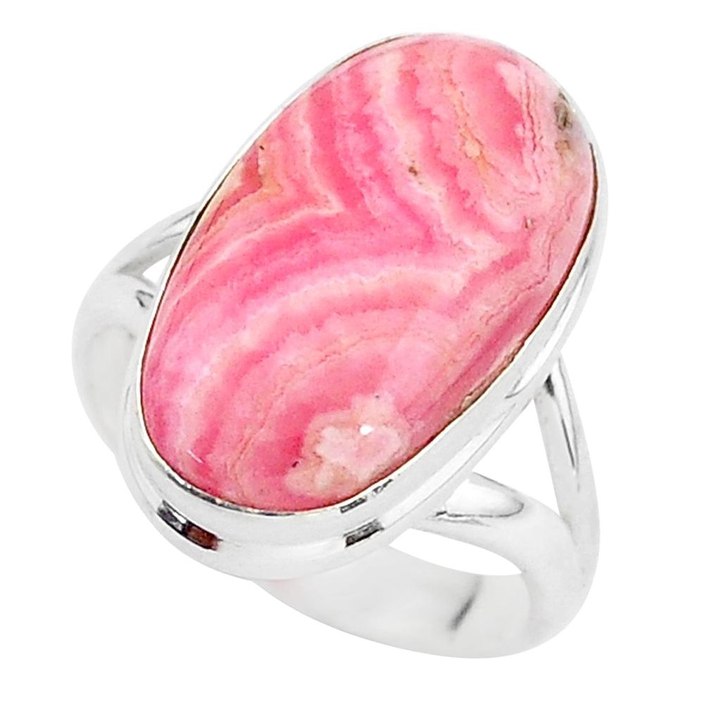 10.12cts solitaire natural rhodochrosite inca rose 925 silver ring size 7 t3475