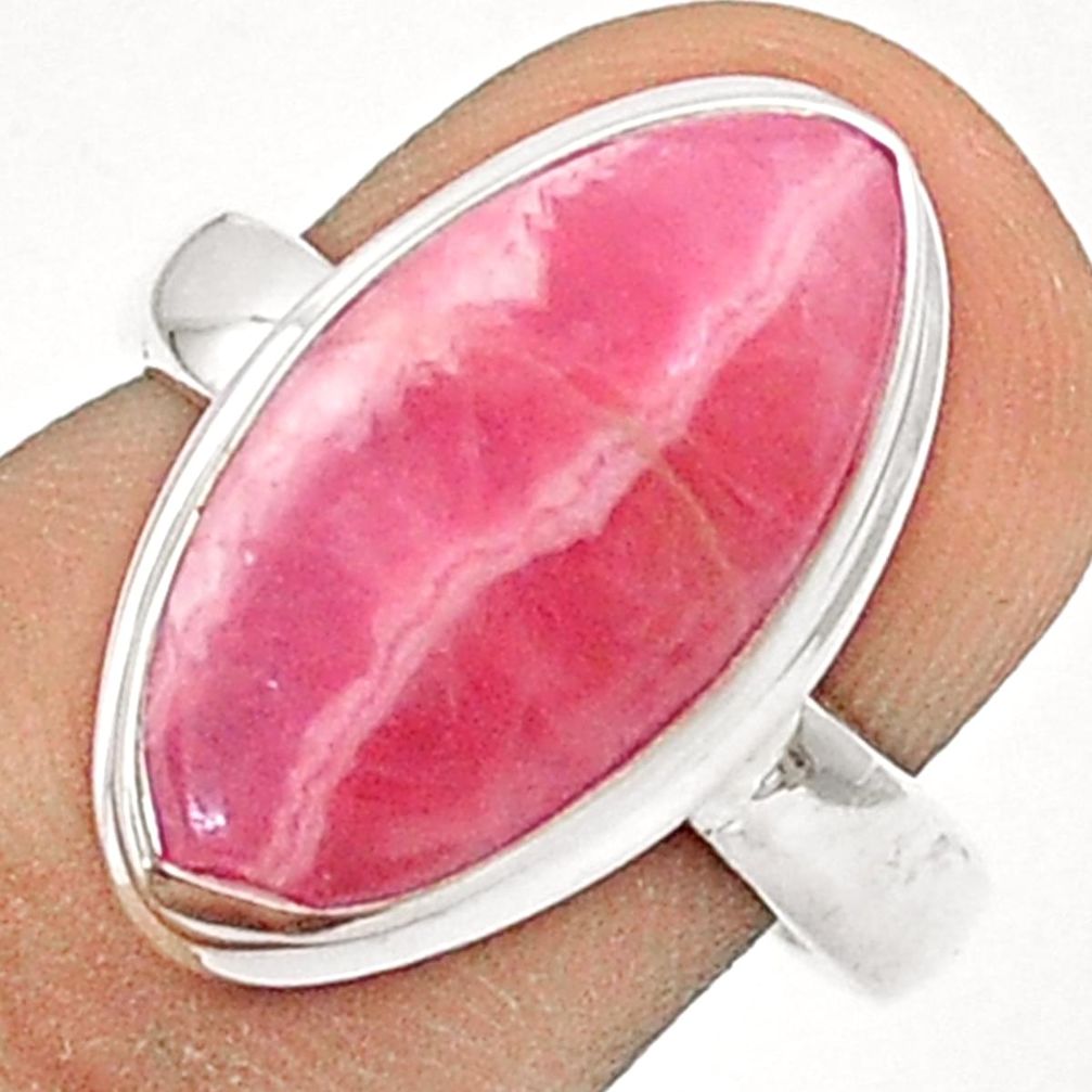 7.88cts solitaire natural rhodochrosite inca rose 925 silver ring size 7 u29793