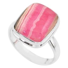 6.83cts solitaire natural rhodochrosite inca rose 925 silver ring size 8 t27726
