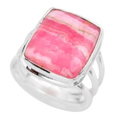 14.12cts solitaire natural rhodochrosite inca rose 925 silver ring size 8 t28922