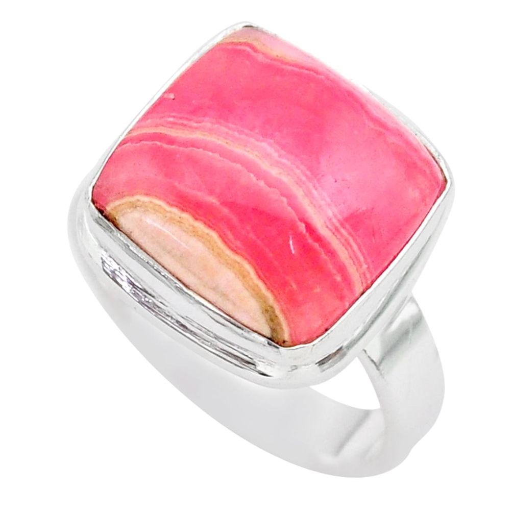 11.02cts solitaire natural rhodochrosite inca rose 925 silver ring size 8 t28937