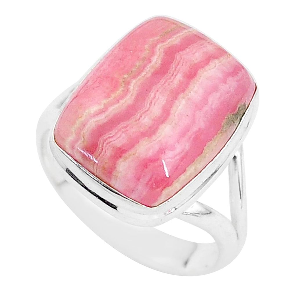 11.19cts solitaire natural rhodochrosite inca rose 925 silver ring size 8 t3454