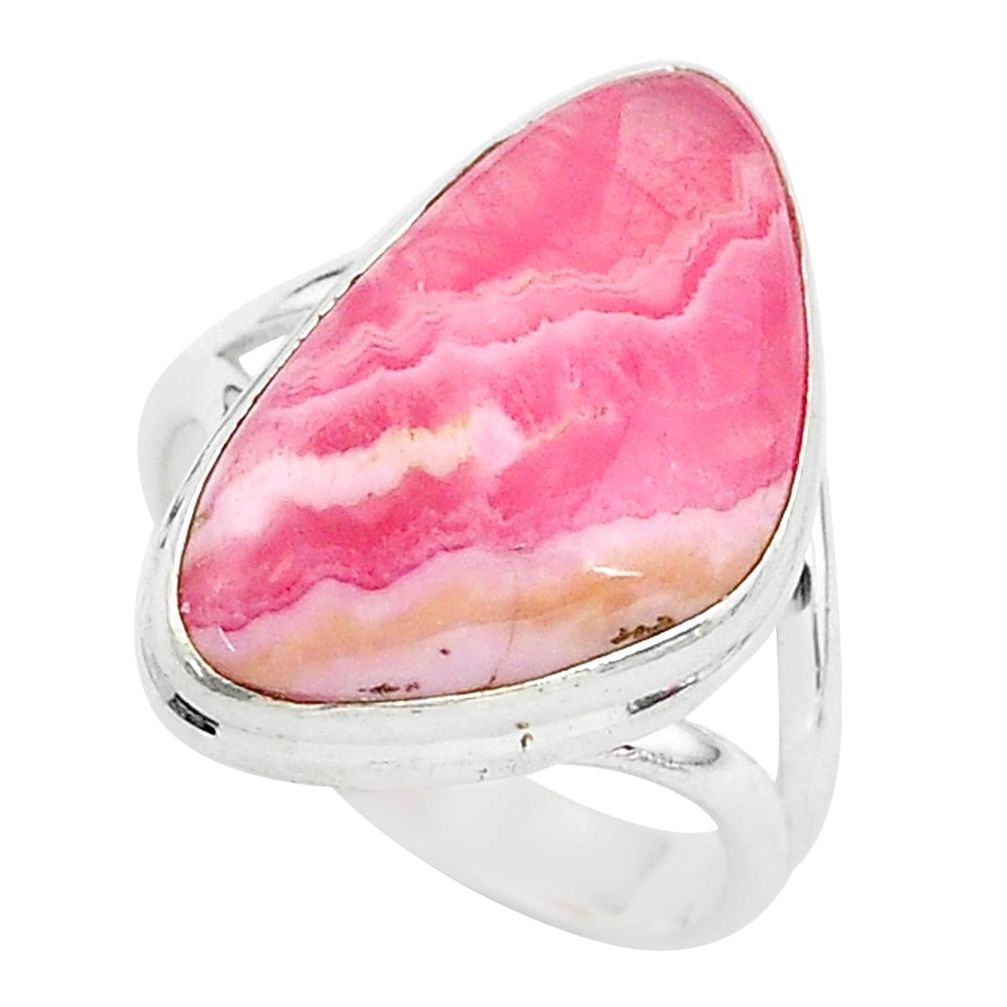 14.12cts solitaire natural rhodochrosite inca rose 925 silver ring size 8 t3457
