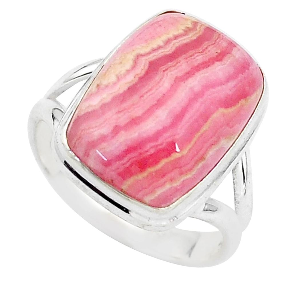 9.63cts solitaire natural rhodochrosite inca rose 925 silver ring size 8 t3466