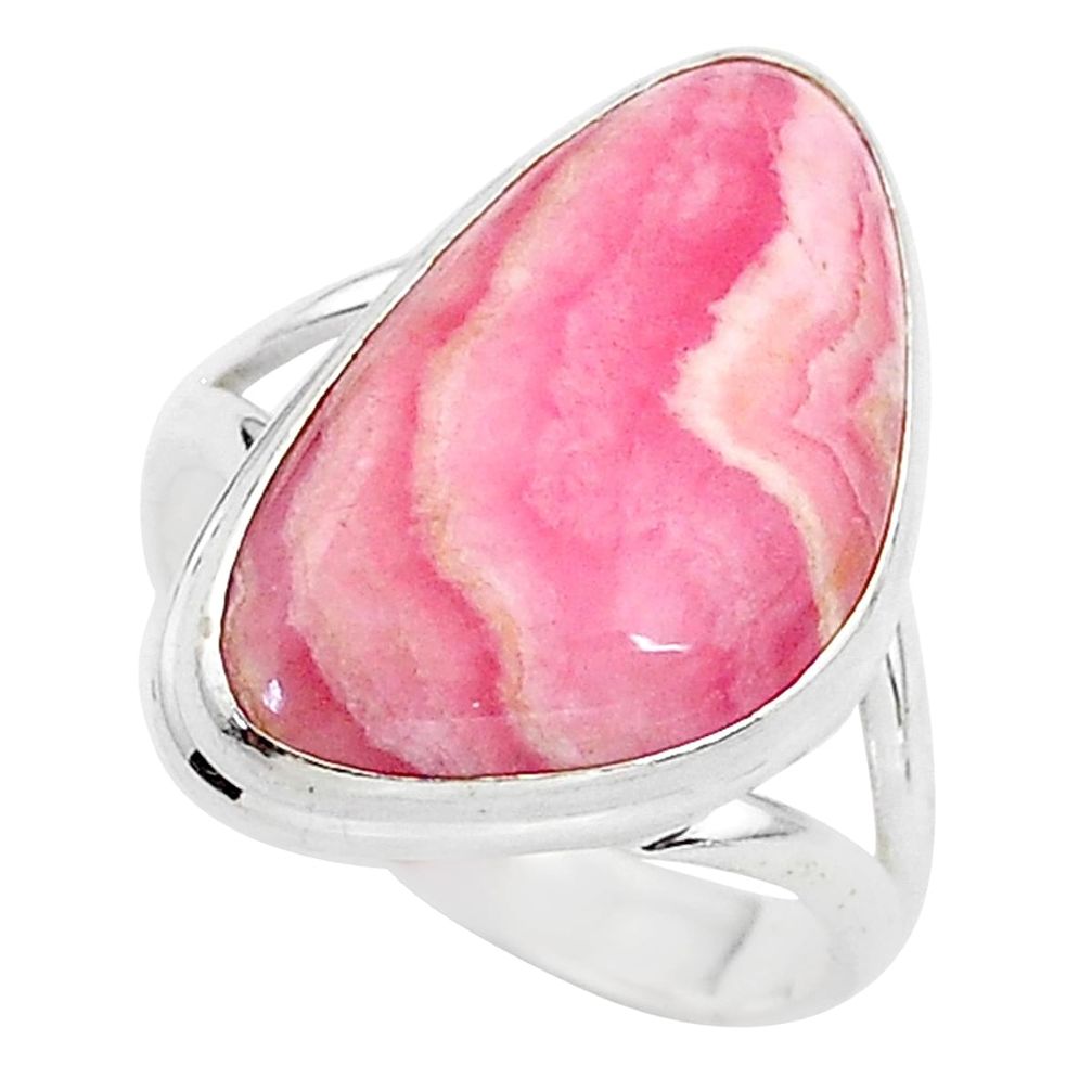 14.40cts solitaire natural rhodochrosite inca rose 925 silver ring size 8 t3470