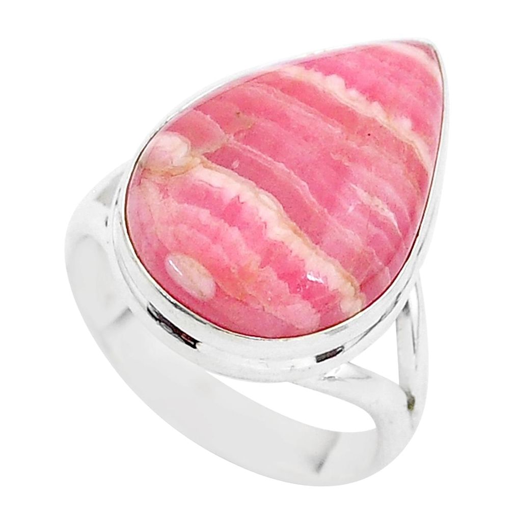 13.77cts solitaire natural rhodochrosite inca rose 925 silver ring size 8 t3479