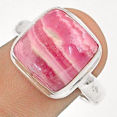 6.62cts solitaire natural rhodochrosite inca rose 925 silver ring size 8 u29773