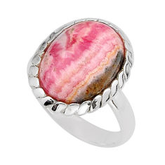 7.51cts solitaire natural rhodochrosite inca rose 925 silver ring size 8 y66666