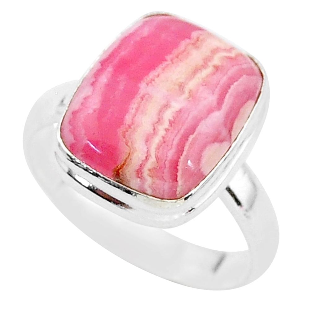 6.56cts solitaire natural rhodochrosite inca rose 925 silver ring size 9 t3450