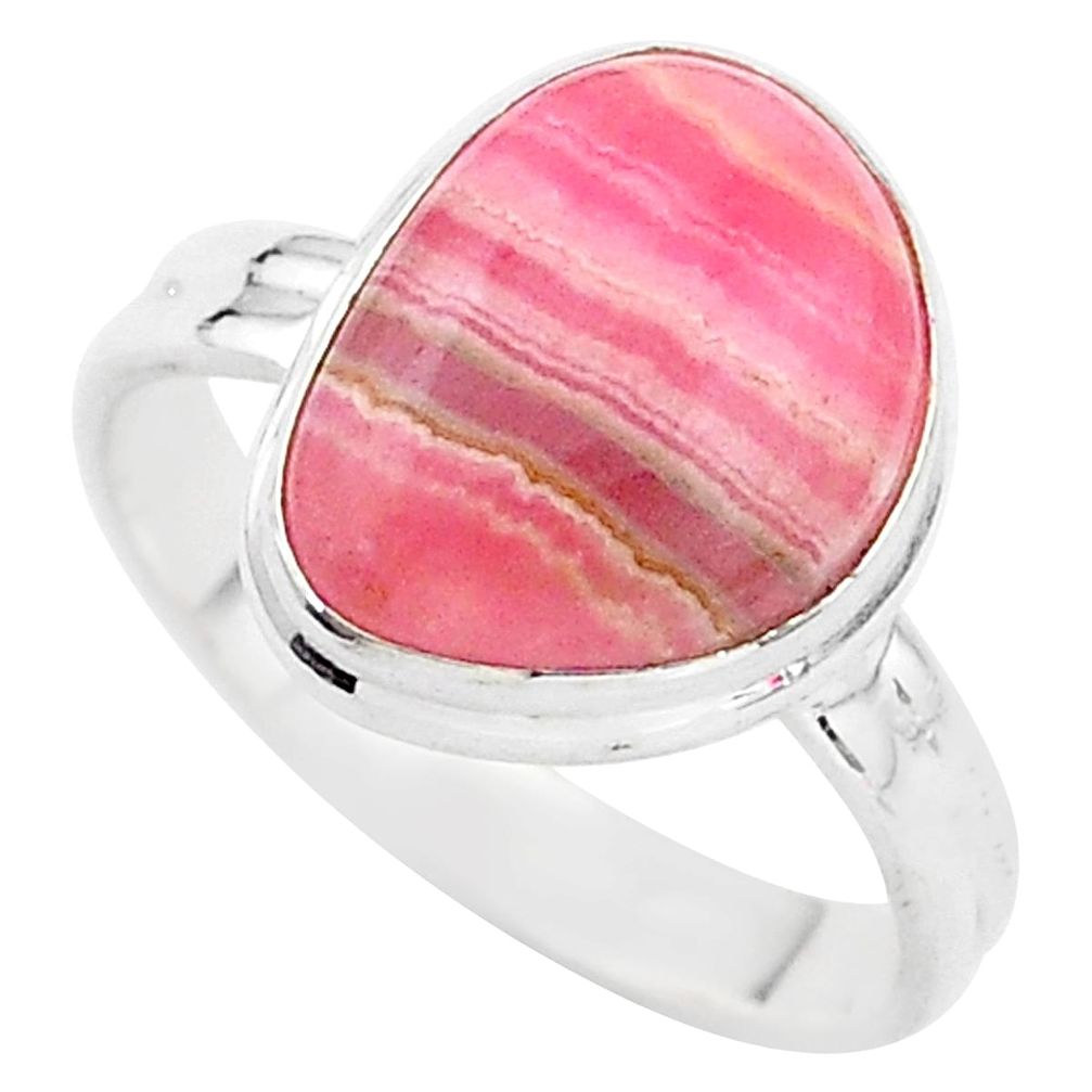 6.95cts solitaire natural rhodochrosite inca rose 925 silver ring size 9 t3476