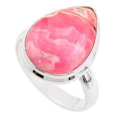 13.27cts solitaire natural rhodochrosite inca rose 925 silver ring size 9 t61622
