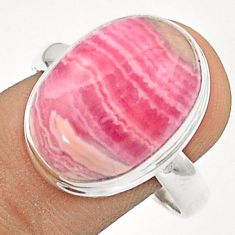 12.91cts solitaire natural rhodochrosite inca rose silver ring size 10 u29789