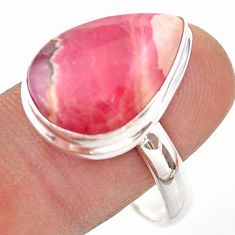 13.69cts solitaire natural rhodochrosite inca rose silver ring size 11 t61682