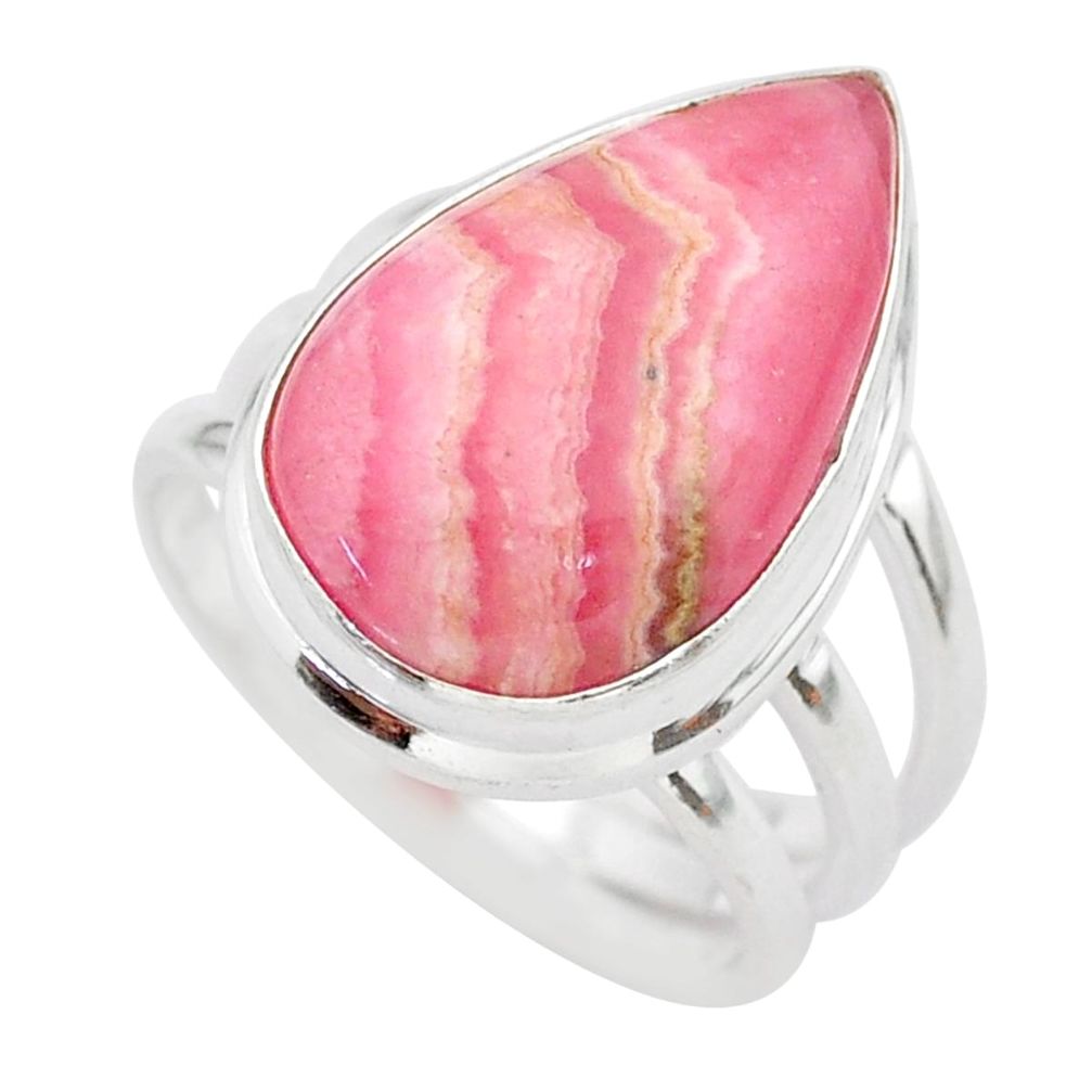 11.97cts solitaire natural rhodochrosite inca rose silver ring size 7 t28966