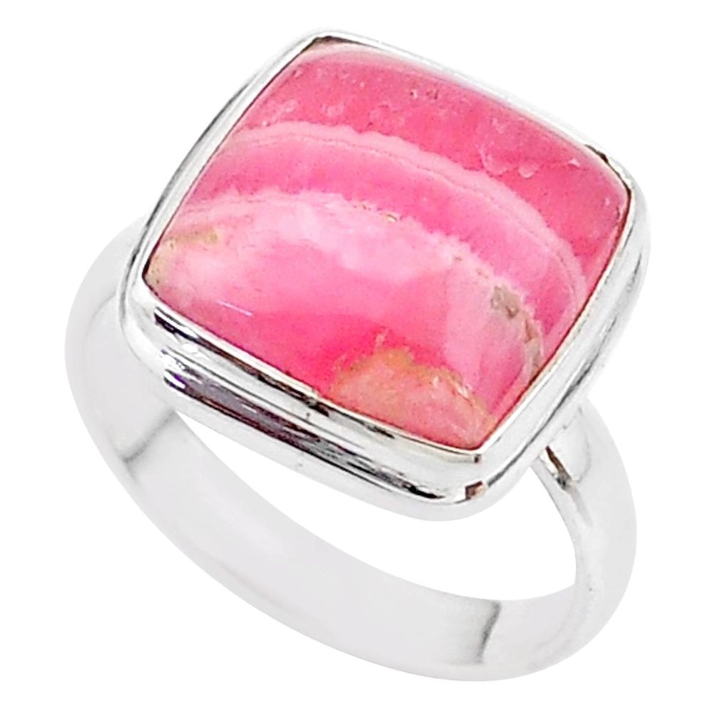 13.28cts solitaire natural rhodochrosite inca rose silver ring size 9 t18070