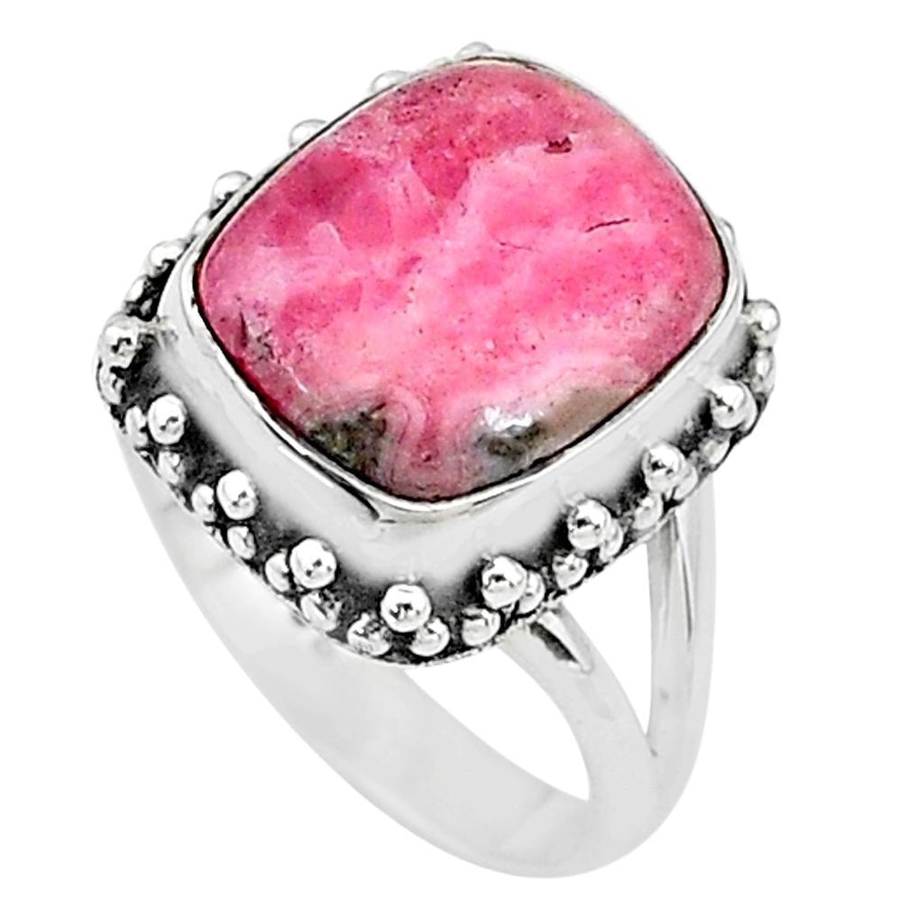4.82cts solitaire natural rhodochrosite inca rose silver ring size 6.5 t10343