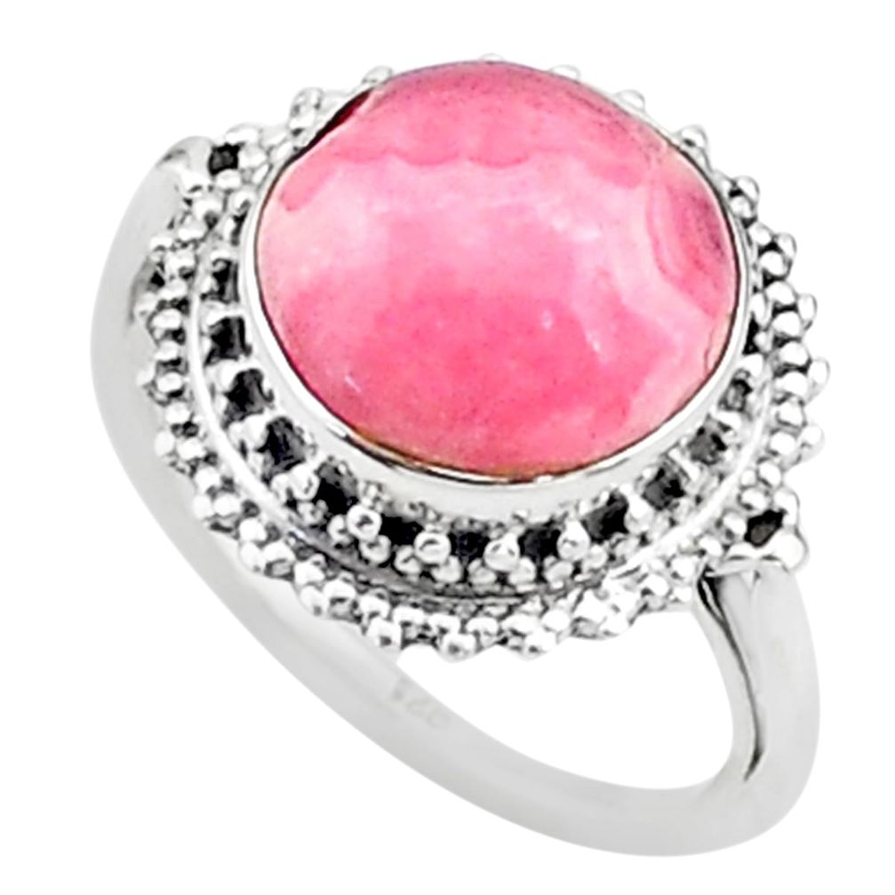 5.84cts solitaire natural rhodochrosite inca rose silver ring size 6.5 t15523