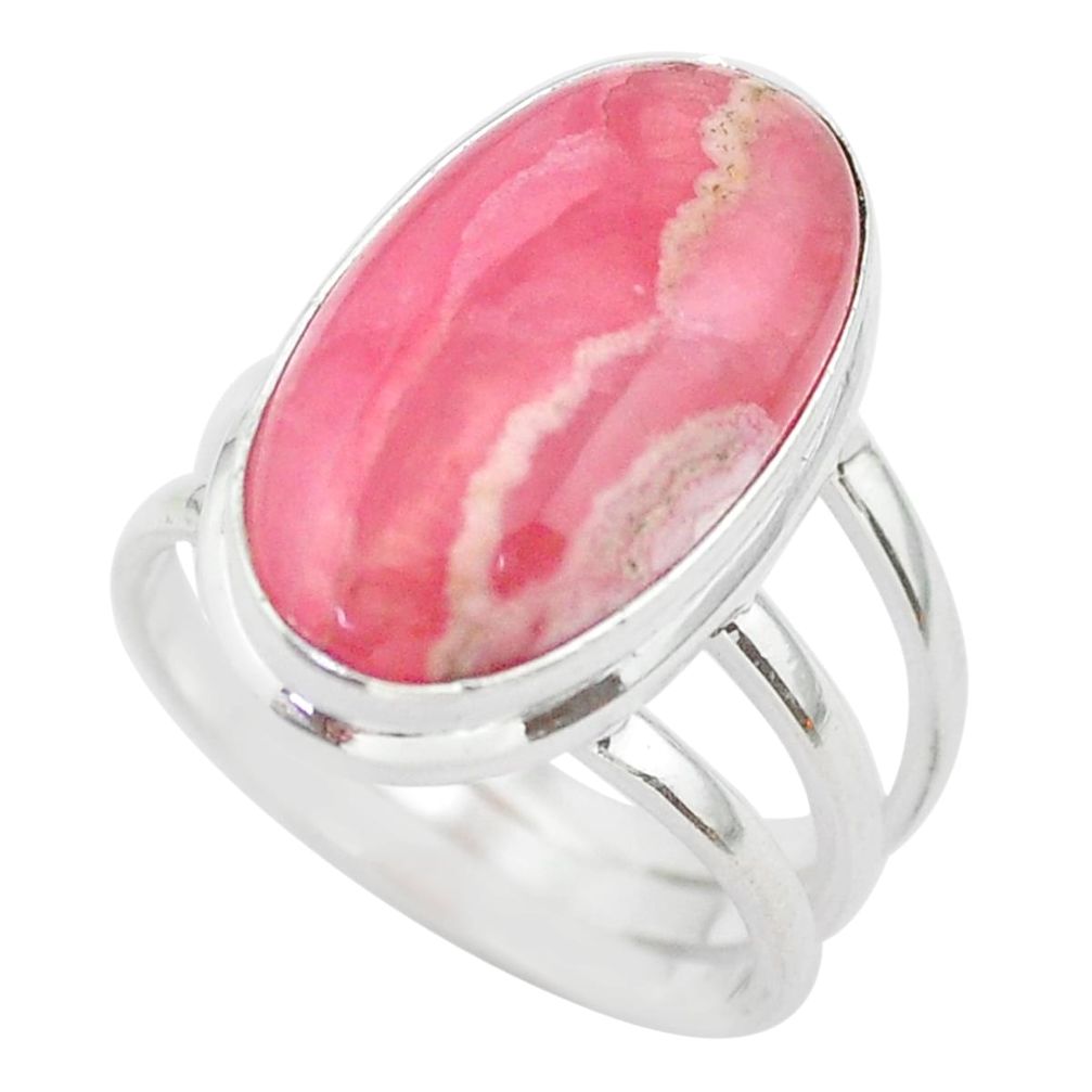 12.31cts solitaire natural rhodochrosite inca rose silver ring size 7.5 t28943