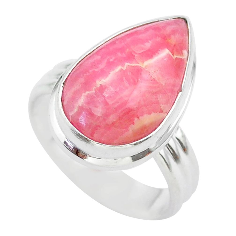 10.25cts solitaire natural rhodochrosite inca rose silver ring size 7.5 t28944