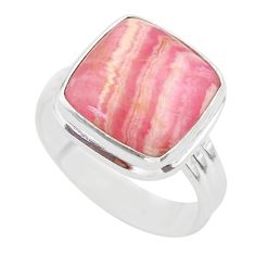 9.98cts solitaire natural rhodochrosite inca rose silver ring size 8.5 t28964