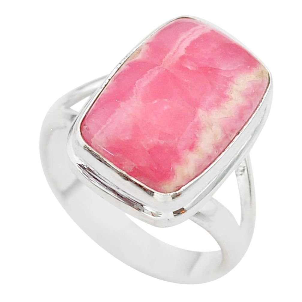 10.84cts solitaire natural rhodochrosite inca rose silver ring size 7.5 t28973