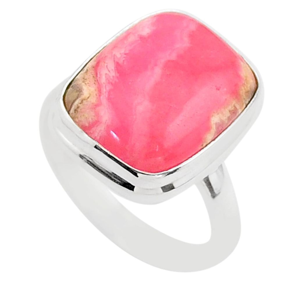 9.39cts solitaire natural rhodochrosite inca rose silver ring size 8.5 t59221