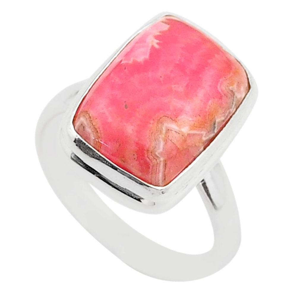 9.72cts solitaire natural rhodochrosite inca rose silver ring size 8.5 t59232