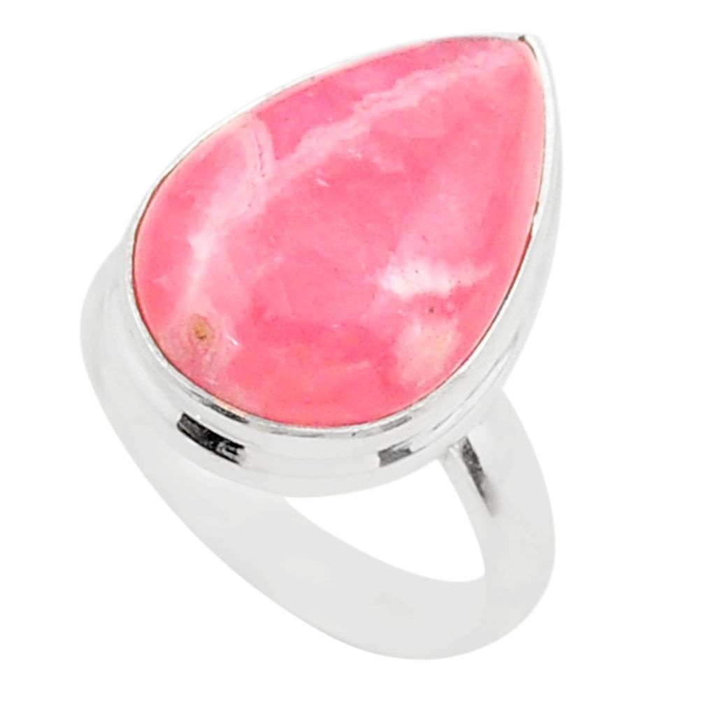 11.23cts solitaire natural rhodochrosite inca rose silver ring size 5.5 t59244