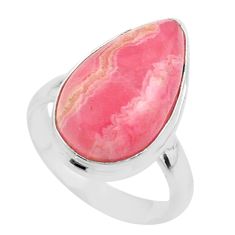 9.32cts solitaire natural rhodochrosite inca rose silver ring size 6.5 t59260