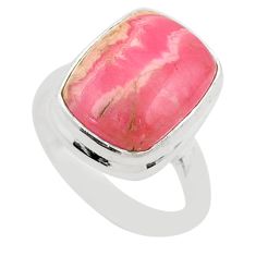 7.12cts solitaire natural rhodochrosite inca rose silver ring size 6.5 t59279