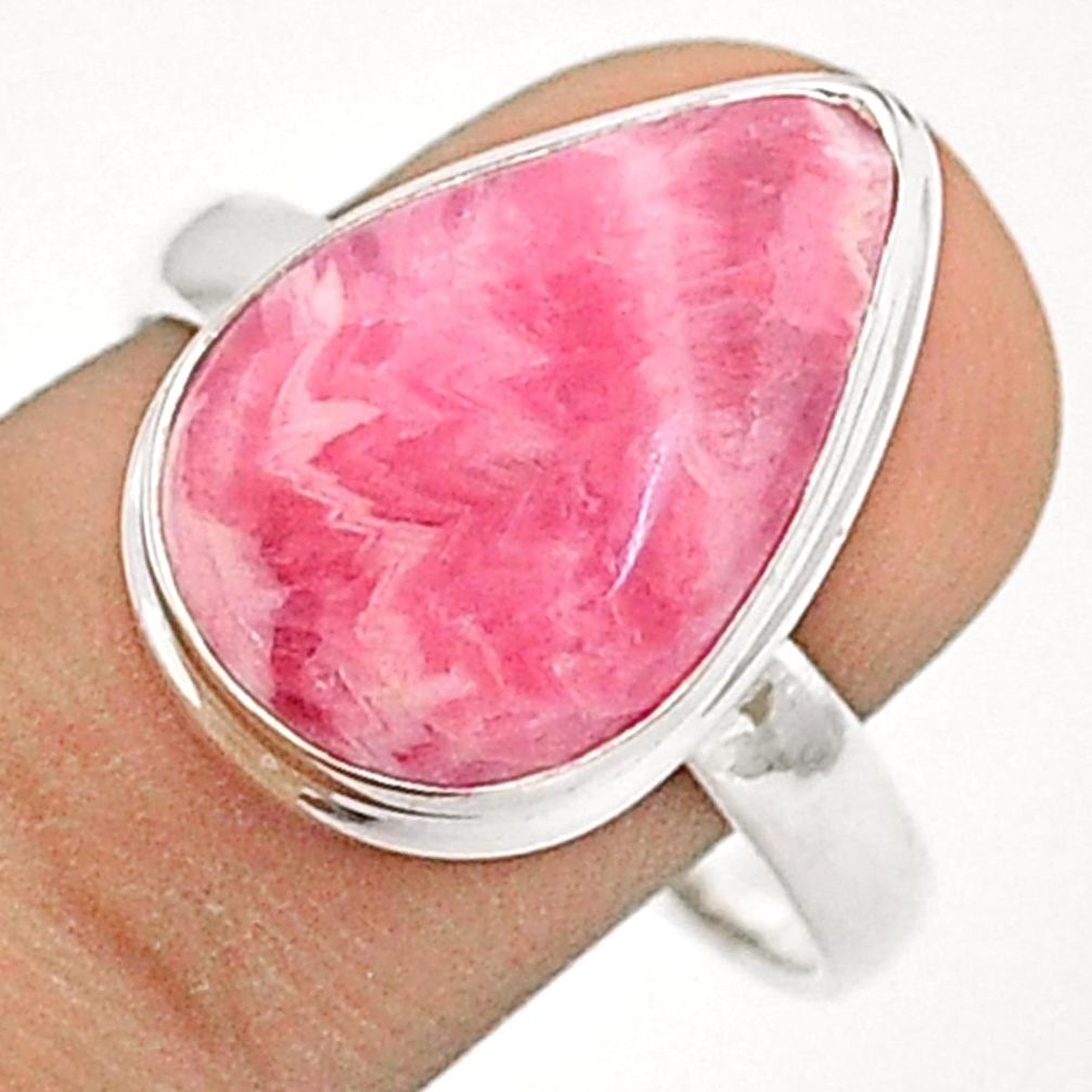 10.85cts solitaire natural rhodochrosite inca rose silver ring size 10.5 u29797