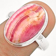 11.25cts solitaire natural rhodochrosite inca rose silver ring size 7.5 u29800