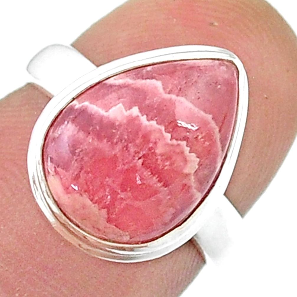 5.94cts solitaire natural rhodochrosite inca rose silver ring size 5.5 u47906