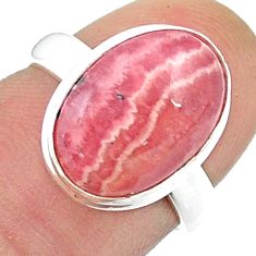 6.38cts solitaire natural rhodochrosite inca rose silver ring size 6.5 u47908