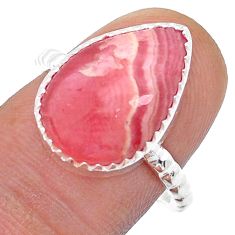 7.91cts solitaire natural rhodochrosite inca rose silver ring size 7.5 u76683