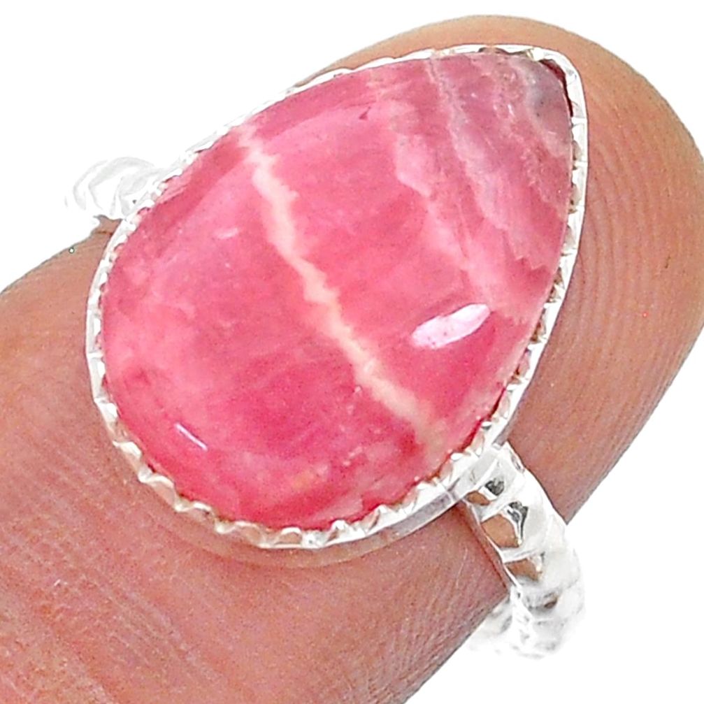 9.47cts solitaire natural rhodochrosite inca rose silver ring size 6.5 u76689